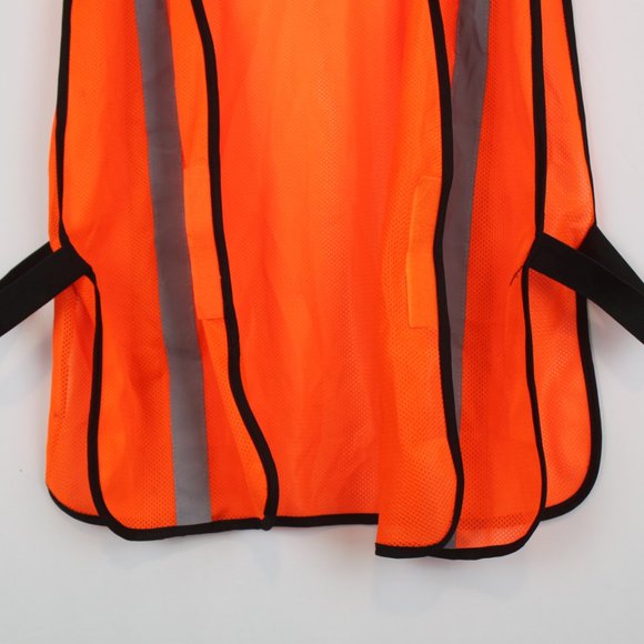 Body Guard Safety Gear OS Orange Mesh Gray Reflective Striped Vest - Picture 4 of 13